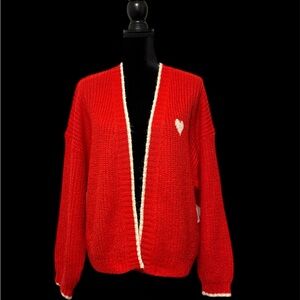 Red Heart Embroidered Women's Sweater